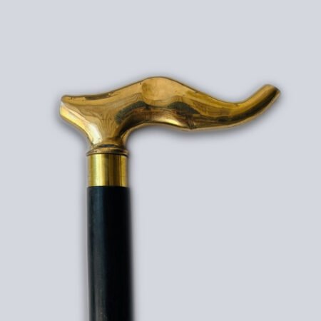 thumbnail image 2 of Antique Style Solid Brass Lion Head Wooden Walking Stick - Vintage Designer Cane For Men 2 of 6