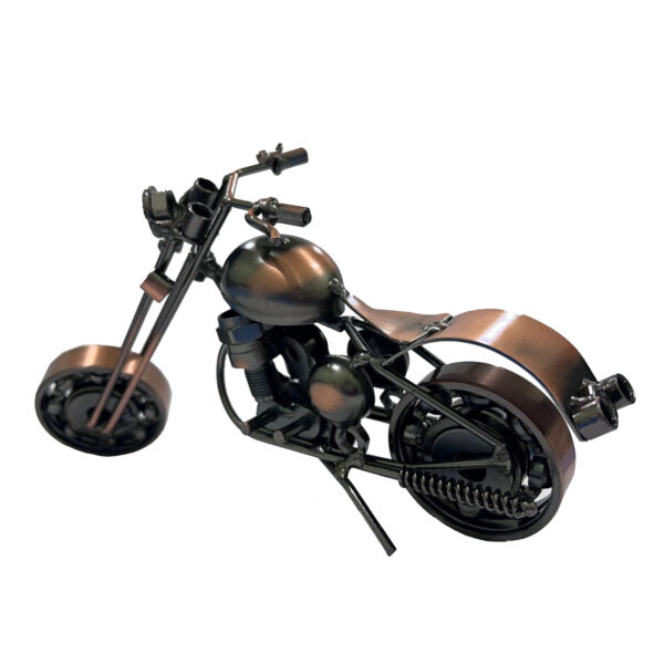 Handcrafted Antique Metal Motorcycle 8-Inch - Image 2