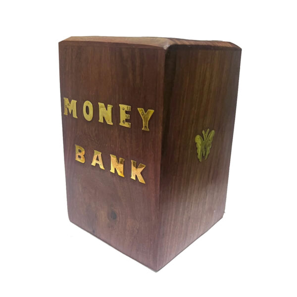 Handmade Wooden Money Bank Piggy Bank - 6 Inch