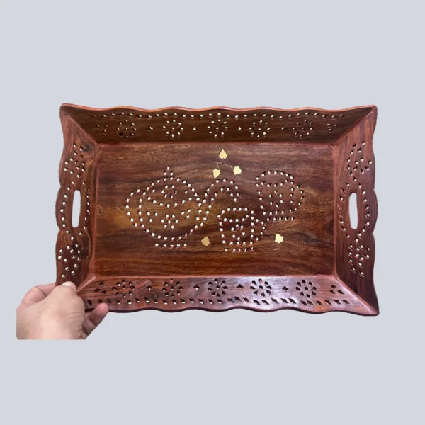 Handmade Wooden Tray – Rectangular (Single Piece) - Image 2