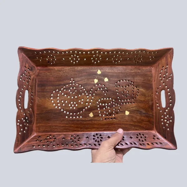 Handmade Wooden Tray – Rectangular (Single Piece) - Image 3