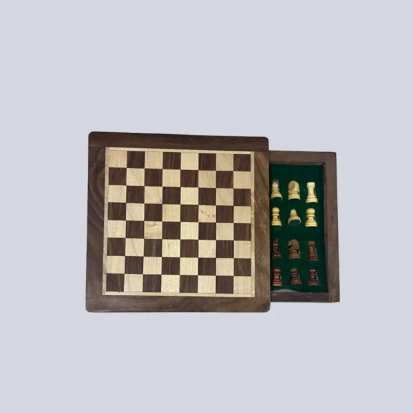 Wooden Magnetic Drawer Chess Board - 7 Inch - Image 5