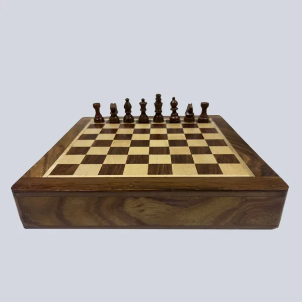 Wooden Magnetic Drawer Chess Board - 7 Inch