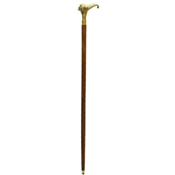 Wooden Walking Stick – Antique Brass Lion Style Cane | Stylish Walking Stick - Image 3