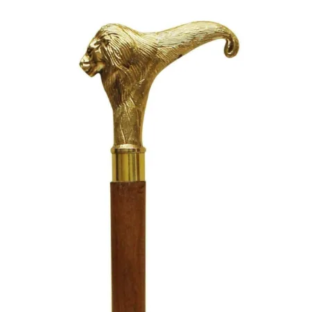 Wooden Walking Stick – Antique Brass Lion Style Cane | Stylish Walking Stick
